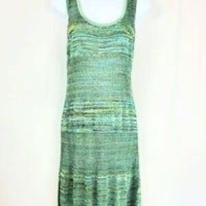 Joan Vass Green Marleo Combo Dress Large